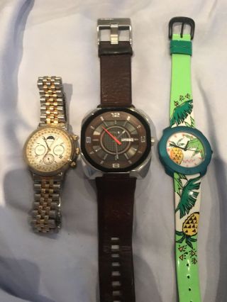 Joblot Of 3 Watches And Repairs Only Inc Diesel Sekonda See Pictures