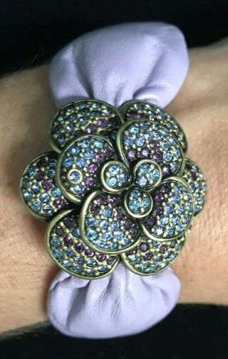 Heidi Daus Designer Costume Fashion Jewelry Watch Flower Purple Wristband