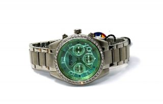 Fossil Men ' s Green Face Chronograph Silver Stainless Steel Quartz CH2563 Watch 3