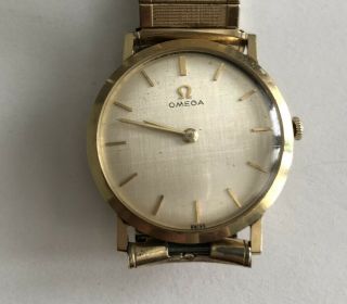 Vintage Omega Automatic 14k Gold Mens Wrist Watch Runs,  17 J Box And Papers