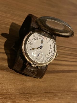 1917 Brevet Semi Hunter trench watch silver cased 35mm military style 2
