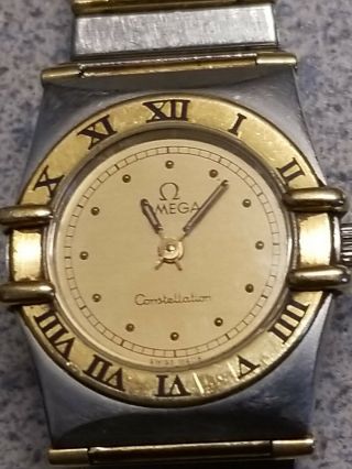 Omega Constellation Full Bar Solid 18 Karat Yellow Gold/stainless Watch 7/8s Inc