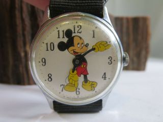 Vintage Walt Disney Mickey Mouse 1969 Timex Watch In Order Pw