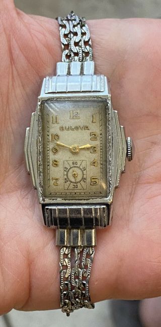1933 Bulova Ambassador 10an 15 Jewels Men’s Watch 10k Rgp Art Deco Stepped Case