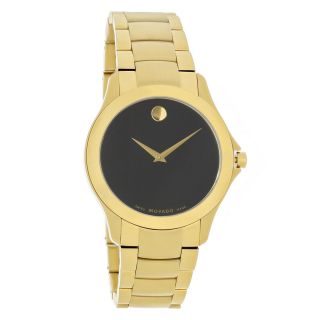 Movado Masino Series Mens Black Dial Gold Tone Swiss Quartz Watch 0607034