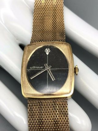 Vintage Ladies Witnauer Mechanical Watch Rolled Gold Plated Bezel Diamond Dial