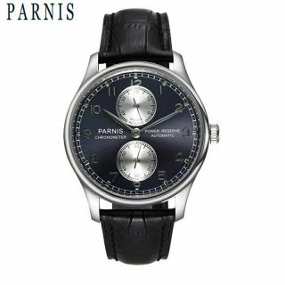43mm Parnis Automatic Mens Watch Power Reserve Mechanical Watches Classic Men