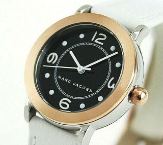 Nwt Marc Jacobs Womens Small Watch Rose Gold & White Leather Riley Mj1517 $200