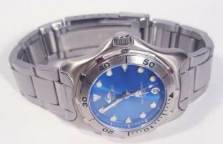 Quicksilver Watch Qs221 Blue Face Silver Case Steel Band 100m Date Ind Men Women