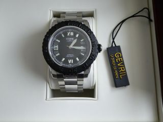 Gevril Seacloud 3124b Swiss Automatic 45 Mm Black W Two Tone Bracelet Rp $3,  095