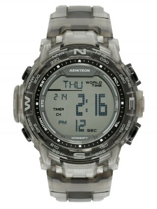 Armitron Men’s Instalite Dual Time Digital Watch Chronograph 330ft 40/8410tbkwm
