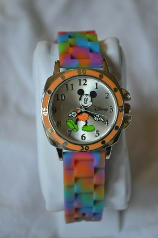 Disney Mickey Mouse Watch Unisex Tie - Dye Groovy Silicone Band Mk1191