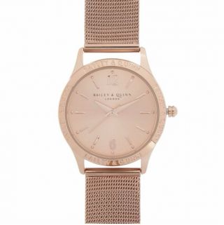 Bailey & Quinn Ladies Rose Gold Wrist Watch Plated Branded Bezel Round Dial