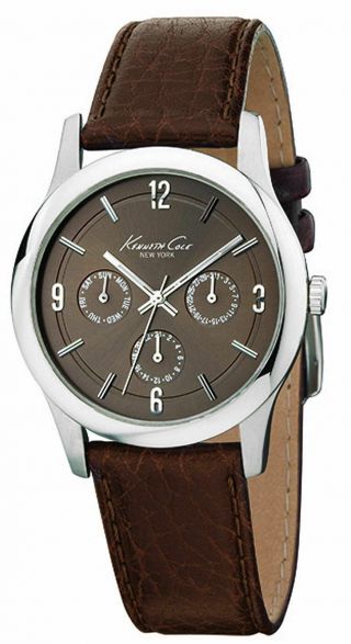 Kenneth Cole Dark Brown Leather Band Kc1350 Classy Watch W Subdials