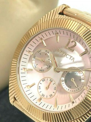 Invicta Ladies Watch 23750 Angel Rose Gold Tone Stainless Steel Pink Dial Quartz