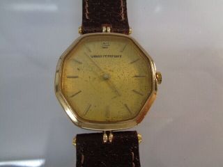 Girard Perregaux Mens Watch Hand Winding Gold Plated Leather Bracelet