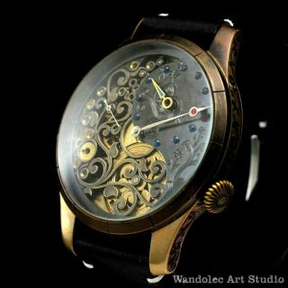 Regulateur Noble Design Mens Wristwatch Skeleton With Vintage Movement By Tissot