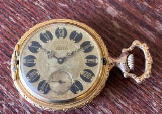 Vintage Alsta Incabloc Swiss Made 17 Jewels Gold Tone Engraved Pocket Watch