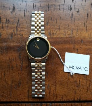 Movado Museum 0606899 Watch With 40mm Black Black Face & Silver & Golden Breclet