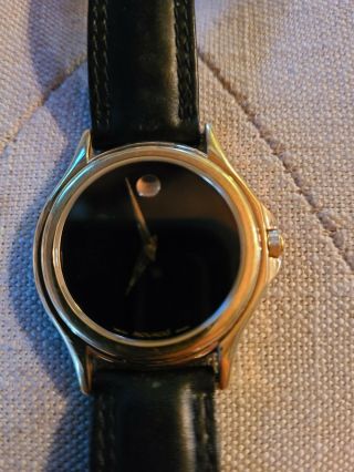 Movado Museum Gold Tone Quartz Watch W/ Leather Strap 87 - E4 - 0863