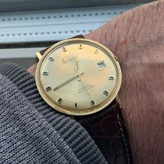 Vintage 9ct Gold Accurist Gents Watch With Eta Cal 2472 Movement