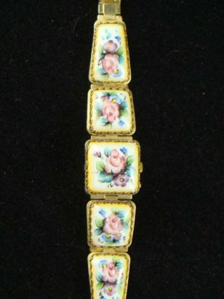 Vintage Yanka Russian Ladies Wrist Watch 17 Jewels Glass/ceramic Panels
