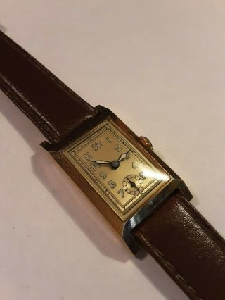 Anonym 1930iger Art Deco Mech.  Armbanduhr 14k 585 Gold Ungetragen Defekt,  Etui