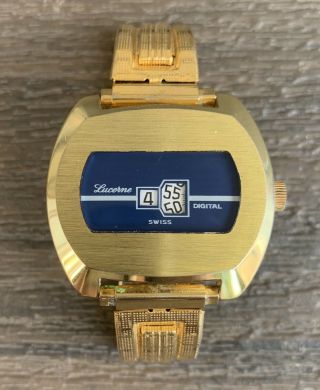 Vtg Lucerne Digital Jump Hour Swiss Made Wristwatch Watch