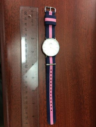 Daniel Wellington Sheffield White Dial Ss Blue Pink Strap Quartz Watch 35mm