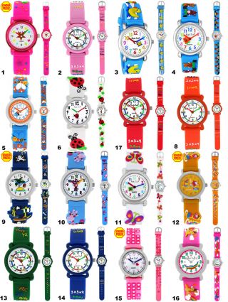 Armbanduhren Kinder Lernuhr Mädchen Jungen Kinderuhr Analog Silikon Armband Uhr