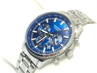 Sekonda Gents Chronograph Watch 1028 - Akt Blue Dial Stainless Steel Bracelet