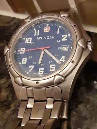Wenger $375 Mens Titanium Swiss Military Army Watch Standard Issue,  Date 73126