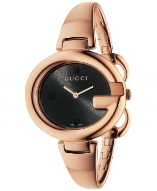 Gucci Guccissima Swiss Rose Gold Stainless Steel Bangle Ladies Watch Ya134305