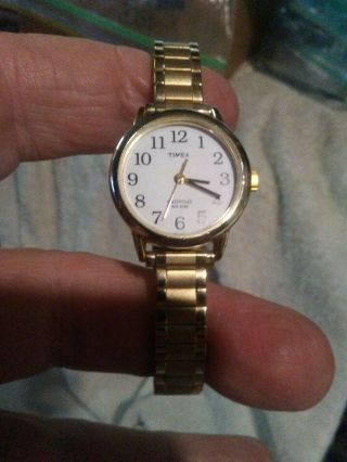 Ladies Timex Indiglo Watch Two Tone Stainless Stretch Band Fresh Battery