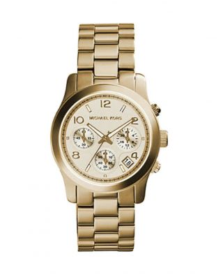 Michael Kors Mk5055 Runway 37mm Gold Chronograph Ladies Designer Watch