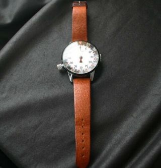 Vintage Ed Heuer Military Stopwatch Leather Band