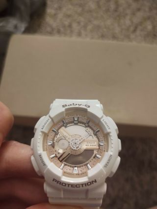 White And Rose Gold Casio Baby G Shock Womens Watch