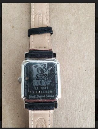 Felix the Cat Fossil Limited Edition Quartz Watch Black Leather rare square case 2
