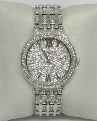 Bulova Crystal Silver Dial Ladies Watch 96l243 $450.  00