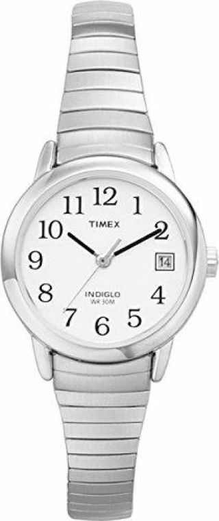 T2h371 Timex Easy Reader Watch Women White Dial Stainless Steel Band T2h3719j