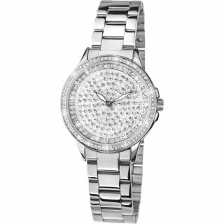 Ladies Limit Watch Round Inlaid Crystal Dial Stainless Steel Bracelet