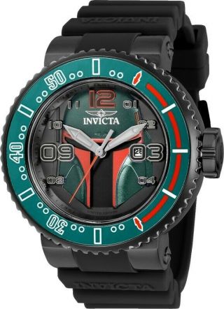 Invicta 52mm Star Wars Limited Edition Boba Fett Black Band Gren/red Watch