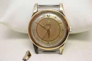 Vintage Omega Bumper Automatic 17j Cal.  351 Stainless And 14k Gold Wrist Watch
