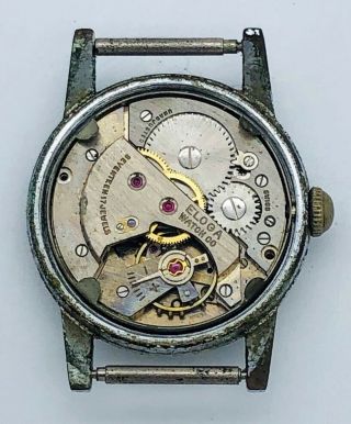 Vintage ELOGA 17 Jewels Mechanical Swiss Made Men ' s Wristwatch - Runs 3