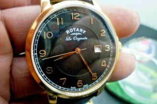 Mens 38mm Rotary Les Originales Swiss - Made Quartz Watch Brown Gs90077/04