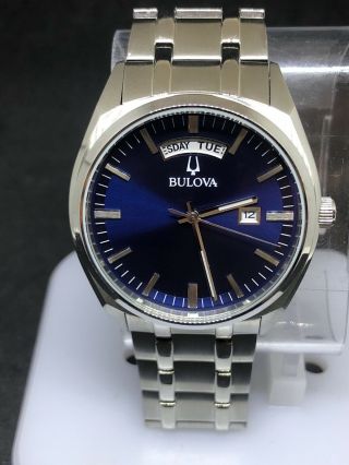 Bulova Classic Blue Dial Stainless Steel Mens Watch 96c125 24