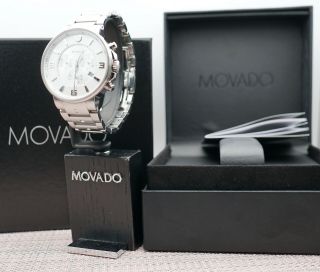 Swiss Movado SE Pilot Chronograph Silver Dial S.  Steel men ' s model 0606760 2