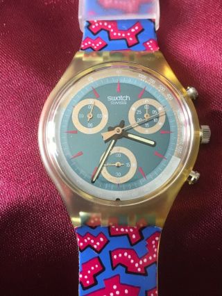 Wristwatch Swatch Chrono Wild Card (sck100) - Full Colors Red/blue