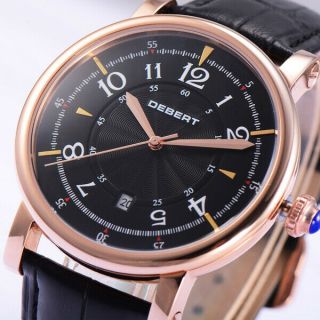 Debert 43mm Rose Gold stainless steel Case Black Dial Automatic Men ' s Watch DE05 3