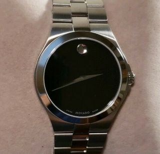 Movado Serio 0606555 Watch With 40mm Black Face & Silver Breclet